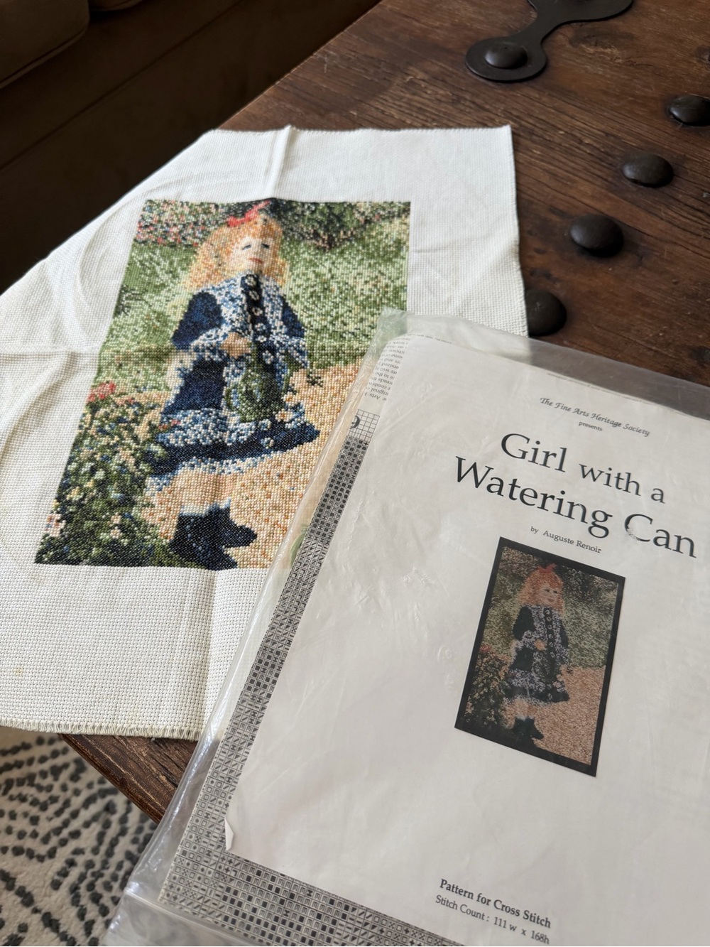 Girl with a Watering Can Cross Stitch Panel - Renoir